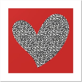 Red Large Cheetah Print Heart Valentines Day Posters and Art